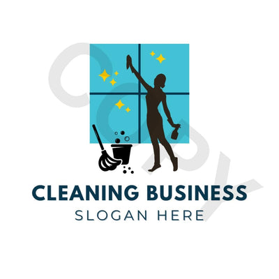 editable house cleaning logo