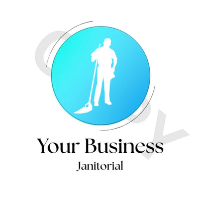 Fully Editable Cleaning Business Logo | Canva Template | House Cleaning | Janitorial Business | Customizable | Man with Mop | DIY | Circle